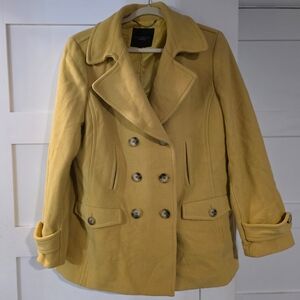 Yellow Double-Breasted Women's Coat